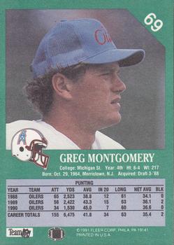 1991 Fleer #69 Greg Montgomery Back