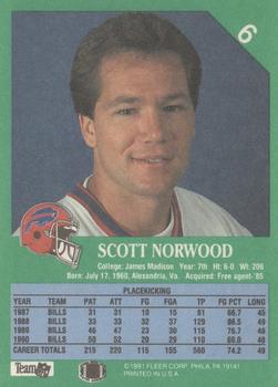 1991 Fleer #6 Scott Norwood Back