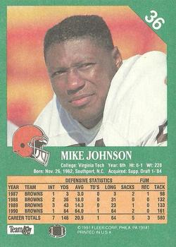 1991 Fleer #36 Mike Johnson Back