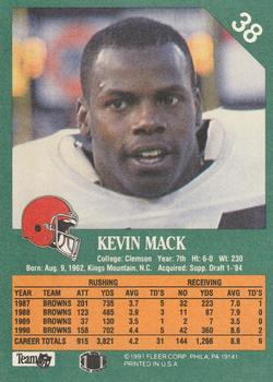 1991 Fleer #38 Kevin Mack Back