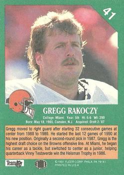 1991 Fleer #41 Gregg Rakoczy Back