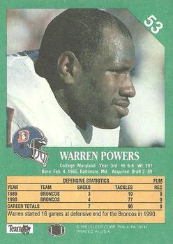 1991 Fleer #53 Warren Powers Back