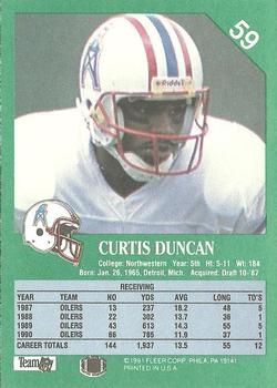 1991 Fleer #59 Curtis Duncan Back
