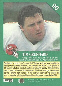 1991 Fleer #90 Tim Grunhard Back