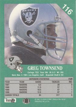 1991 Fleer #116 Greg Townsend Back