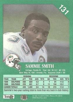 1991 Fleer #131 Sammie Smith Back
