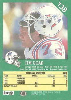 1991 Fleer #138 Tim Goad Back