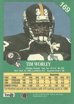 1991 Fleer #169 Tim Worley Back