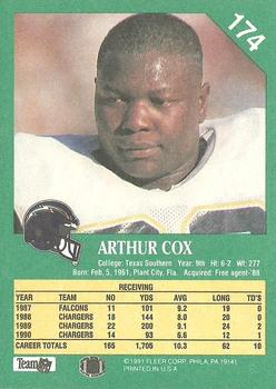 1991 Fleer #174 Arthur Cox Back