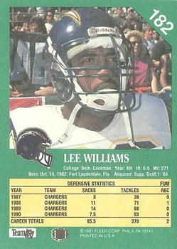 1991 Fleer #182 Lee Williams Back