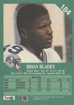 1991 Fleer #184 Brian Blades Back