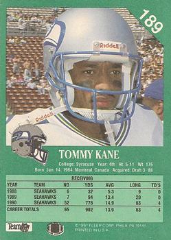 1991 Fleer #189 Tommy Kane Back