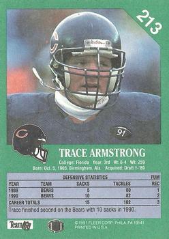 1991 Fleer #213 Trace Armstrong Back