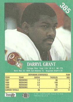1991 Fleer #385 Darryl Grant Back