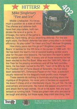 1991 Fleer #402 Mike Singletary Back