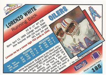 1991 Pacific #185 Lorenzo White Back