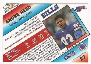 1991 Pacific #27 Andre Reed Back