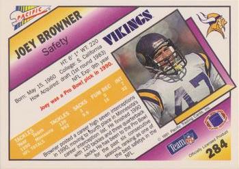 1991 Pacific #284 Joey Browner Back