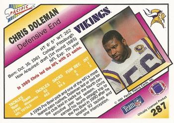 1991 Pacific #287 Chris Doleman Back