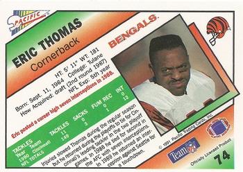 1991 Pacific #74 Eric Thomas Back