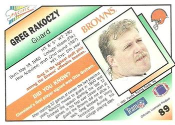 1991 Pacific #89 Gregg Rakoczy Back