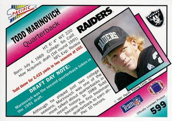 1991 Pacific #599 Todd Marinovich Back