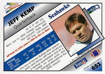 1991 Pacific #651 Jeff Kemp Back