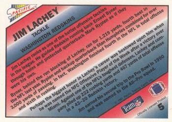 1991 Pacific - Pacific Picks the Pros Silver #5 Jim Lachey Back