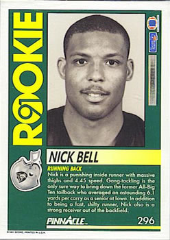 1991 Pinnacle #296 Nick Bell Back