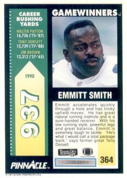 1991 Pinnacle #364 Emmitt Smith Back