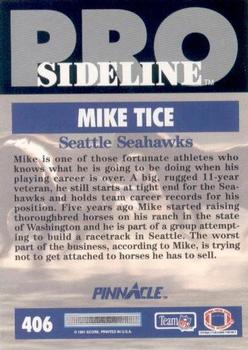 1991 Pinnacle #406 Mike Tice Back