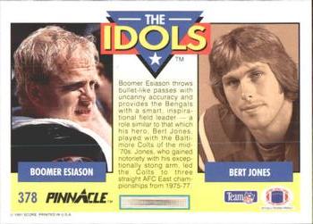 1991 Pinnacle #378 Boomer Esiason / Bert Jones Back
