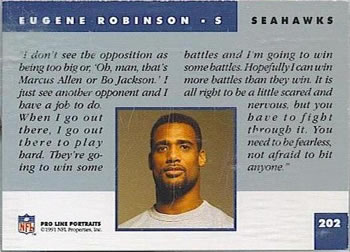 1991 Pro Line Portraits #202 Eugene Robinson Back