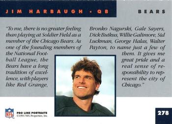 1991 Pro Line Portraits #278 Jim Harbaugh Back