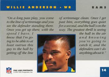 1991 Pro Line Portraits #14 Willie Anderson Back