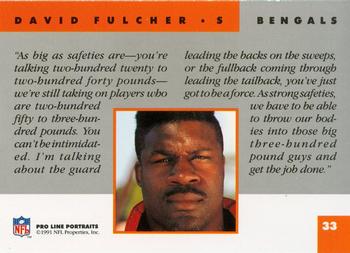 1991 Pro Line Portraits #33 David Fulcher Back