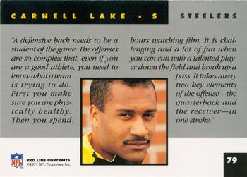1991 Pro Line Portraits #79 Carnell Lake Back