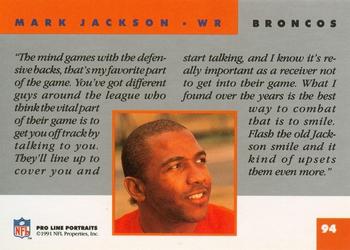 1991 Pro Line Portraits #94 Mark Jackson Back