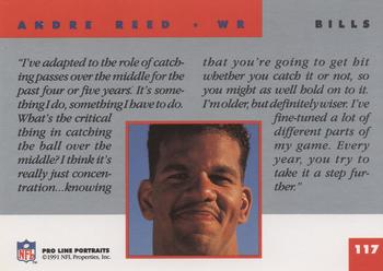 1991 Pro Line Portraits #117 Andre Reed Back