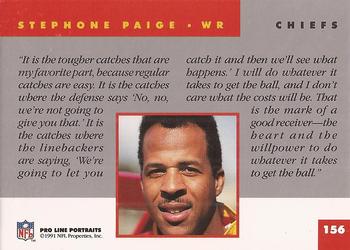 1991 Pro Line Portraits #156 Stephone Paige Back