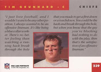 1991 Pro Line Portraits #239 Tim Grunhard Back