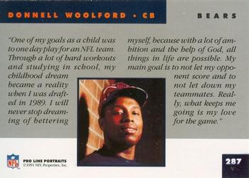 1991 Pro Line Portraits #287 Donnell Woolford Back