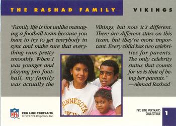 1991 Pro Line Portraits #1 The Rashad Family Back