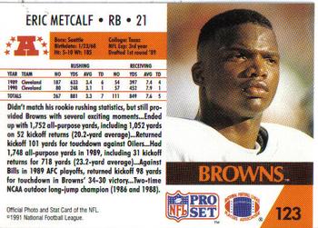 1991 Pro Set #123 Eric Metcalf Back