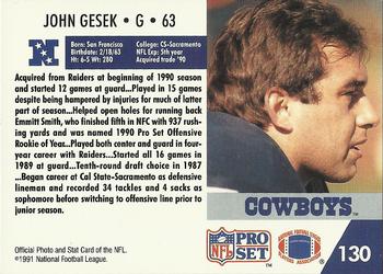 1991 Pro Set #130 John Gesek Back