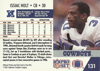 1991 Pro Set #131 Issiac Holt Back