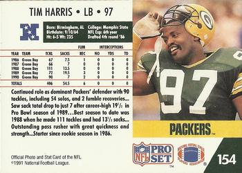 1991 Pro Set #154 Tim Harris Back