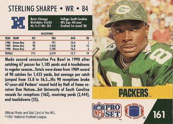 1991 Pro Set #161 Sterling Sharpe Back