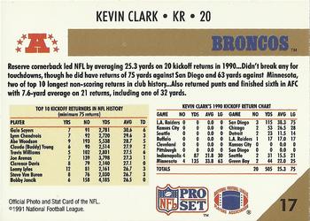 1991 Pro Set #17 Kevin Clark Back