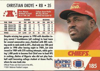1991 Pro Set #185 Christian Okoye Back